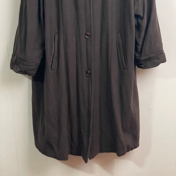 Vintage XL Made in Italy brown trench coat fur collar winter lambs wool classic - Picture 3 of 12